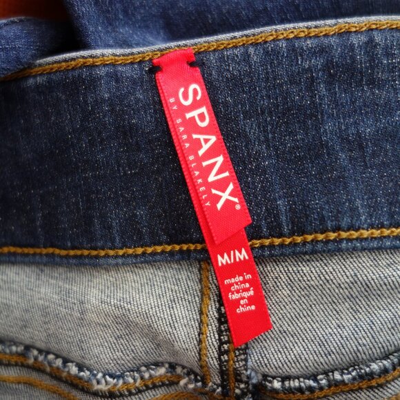 Spanx High Rise Distressed Denim Skinny Jean Jegging Medium wash Size (M) NWT! - Picture 9 of 10